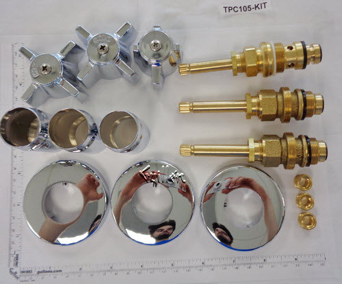 TPC 105-KIT; Sterling; 3 handle Starflo bath old valve rebuild kit trim and cartridge; in Chrome