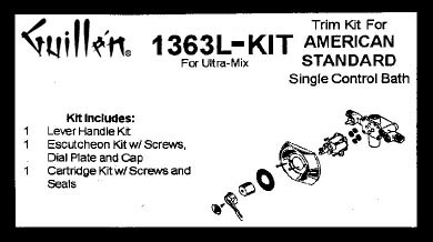 TPC 1363L-KIT; American Standard; single control lever metal handle Ultra-Mix bath shower old valve rebuild kit trim and cartridge; in Chrome; Discontinued product Choose JER RK51337 or JER RK44885