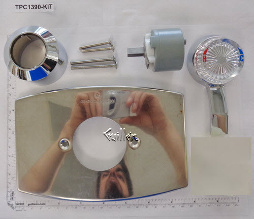 TPC 1390-KIT; American Standard; single control lever metal handle Aquarian bath shower old valve rebuild kit trim and cartridge; in Chrome