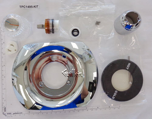 TPC 1495-KIT; American Standard; single control knob handle Reliant bath shower old valve rebuild kit trim and cartridge; in Chrome; Discontinued Product - Use TPC 1495L-KIT