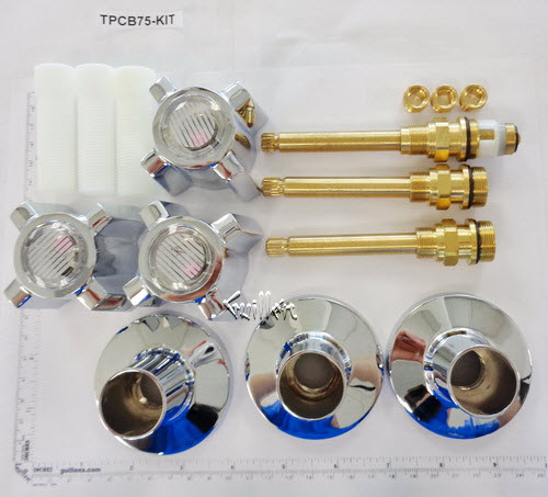 TPC B75-KIT; American Standard; 2 cross handle Re-nu bath shower old valve rebuild kit trim and cartridge; in Chrome