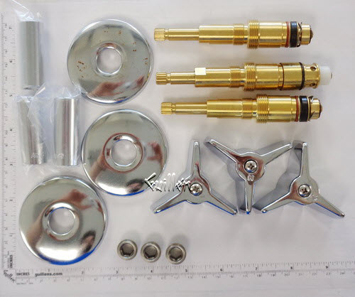 TPC C101-1-KIT; American Standard; 3 handle short colony bath old valve rebuilt kit trim and cartridge; in Chrome
