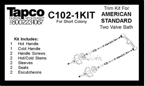 TPC C102-1-KIT; American Standard; 2 handle short colony bath old valve rebuilt kit trim and cartridge; in Chrome