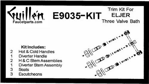 TPC E9035-KIT; Eljer; 2 handle bath old valve rebuild kit trim and cartridge; in Chrome