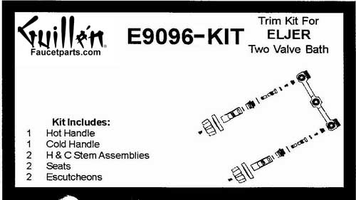 TPC E9096-KIT; Eljer; 2 handle bath old valve rebuild kit trim and cartridge; in Chrome