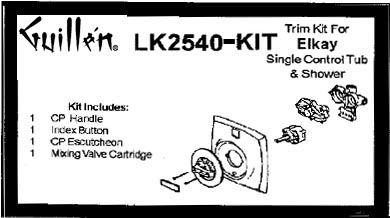 TPC LK2540-KIT; Elkay; single control knob handle bath shower old valve rebuild kit trim and cartidge; in Chrome; Discontinued Product