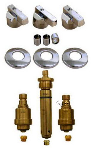 TPC R1145-KIT; American Standard; 3 lever metal handle Nu-Re-Nu bath old valve rebuild kit trim and cartridge; in Chrome
