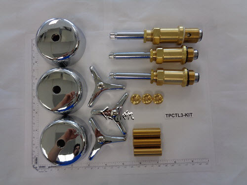 TPC TL3-KIT; American Standard; 3 metal handle cross tract line bath old valve rebuild kit trim and cartridge; in Chrome   RK9806