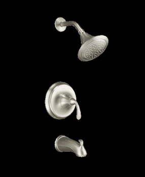 Kohler K-T10275-4 Forte(R) Rite-Temp(R) pressure-balancing bath and shower faucet trim with slip-fit spout and sculpted lever handle valve not included