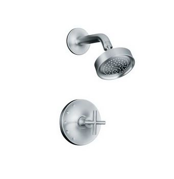 Kohler K-T14422-3 Purist(R) Rite-Temp(R) pressure-balancing shower faucet trim with cross handle valve not included