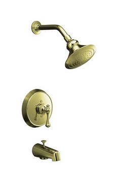 Kohler K-T16113-4A Revival(R) Rite-Temp(R) pressure-balancing bath and shower faucet trim with traditional lever handle and standard showerarm and flange