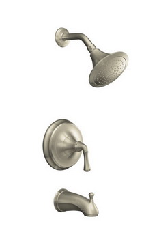 Kohler K-T10274-4A Forte(R) Rite-Temp(R) pressure-balancing bath and shower faucet trim with traditional lever handle valve not included