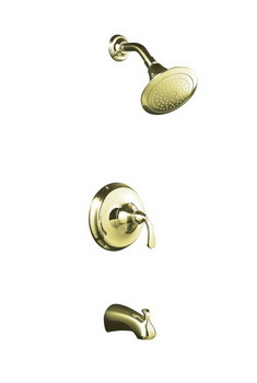 Kohler K-T10274-4 Forte(R) Rite-Temp(R) pressure-balancing bath and shower faucet trim with sculpted lever handle valve not included
