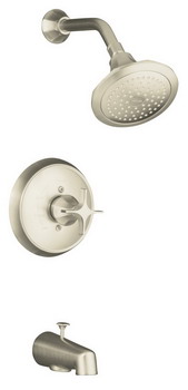 Kohler K-T464-3C Memoirs(R) Rite-Temp(R) pressure-balancing bath and shower faucet trim with Classic design and cross handle valve not included