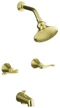 Kohler K-16213-4 Revival(R) bath and shower faucet with standard showerarm and flange and scroll lever handles