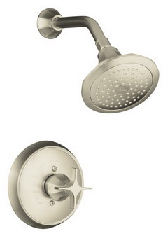 Kohler K-T465-3C Memoirs(R) Rite-Temp(R) pressure-balancing shower faucet trim with Classic design and cross handle valve not included