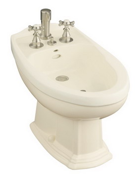 Kohler K-4897 Portrait(R) bidet plumbed for vertical spray bidet faucet