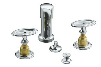 Kohler K-142-9B Antique(TM) bidet faucet with handles requires ceramic handle insets and skirts