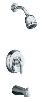 Kohler K-T15603-4S Coralais(R) bath and shower mixing valve faucet trim with lever handle and 3-way MasterShower(R) relaxing showerhead arm and flange valve not included