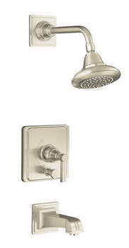 Kohler K-T13133-4B Pinstripe(R) Rite-Temp(R) pressure-balancing bath and shower faucet trim with lever handle valve not included