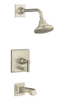Kohler K-T13133-4A Pinstripe(R) Pure Rite-Temp(R) pressure-balancing bath and shower faucet trim with lever handle valve not included