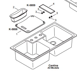 Kohler K-5858 Cantina polyethylene cutting board