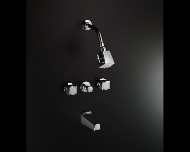 Kohler K-6932-2 Alterna 3-Handle Bath and Shower Faucet Square