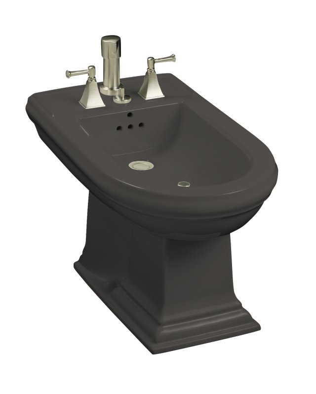 Kohler K-4886-58; Memoirs (R) bidet plumbed for vertical spray bidet faucet; in Thunder Grey