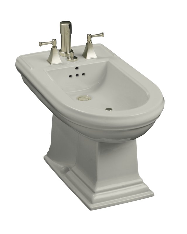 Kohler K-4886-95; Memoirs (R) bidet plumbed for vertical spray bidet faucet; in Ice Grey