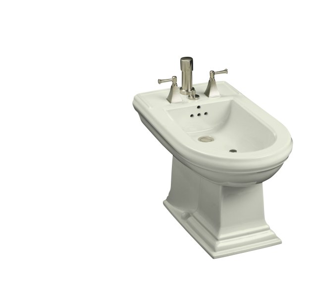 Kohler K-4886-NG; Memoirs (R) bidet, plumbed for vertical spray bidet faucet; in Tea Green; Discontinued Prdouct