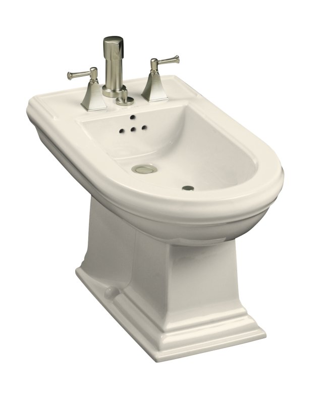 Kohler K-4886-S1 Memoirs(R) bidet plumbed for vertical spray bidet faucet  Biscuit Satin; Discontinued Product