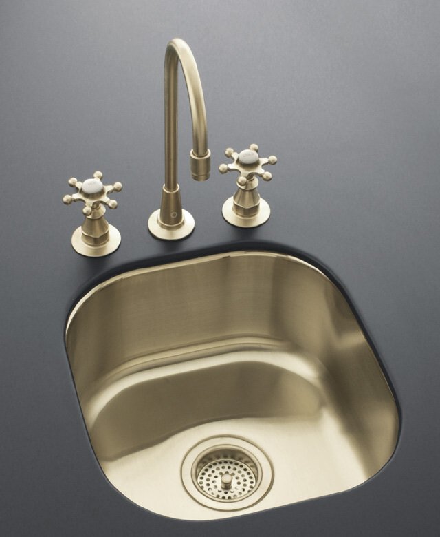 Kohler K-14300 Undertone(R) undercounter entertainment sink in Satin Bronze finish 13-3/4"" x 15-3/8""