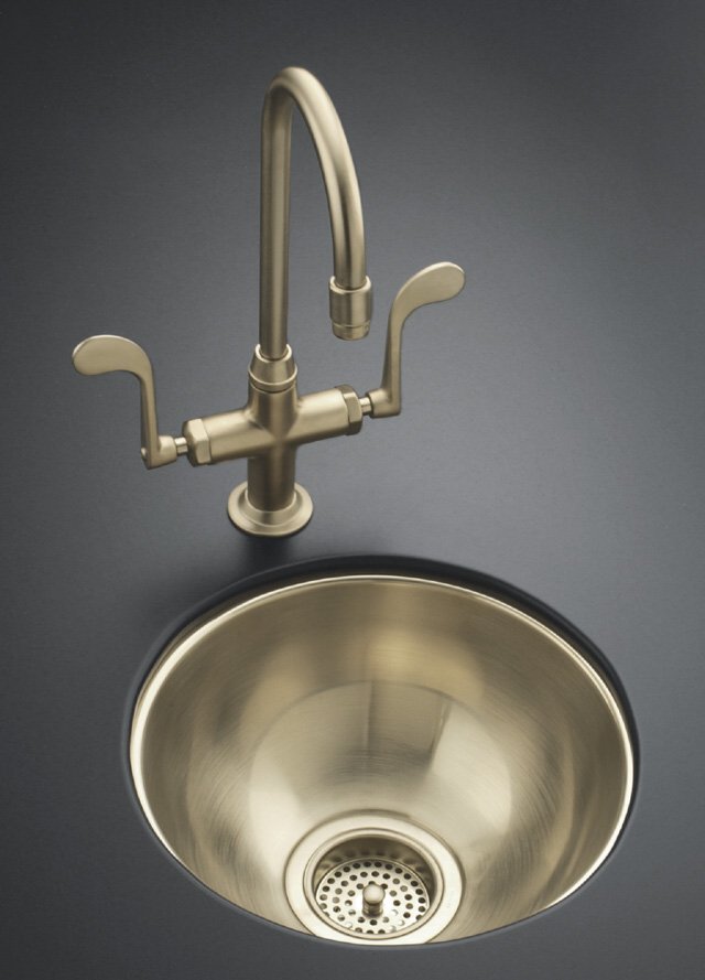 Kohler K-14301 Undertone(R) undercounter entertainment sink in Satin Bronze finish 11-1/2"" diameter