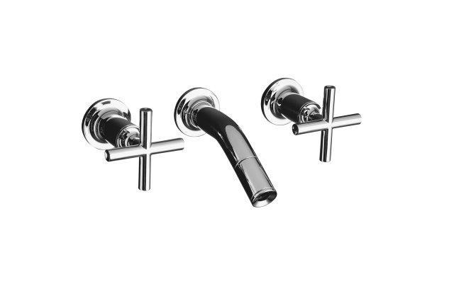 Kohler K-T14419-3 Purist(R) laminar wall-mount lavatory faucet trim with cross handles valve not included