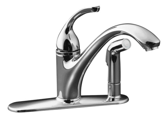 Kohler K-10413 Forte(R) single-control kitchen sink faucet with sidespray in escutcheon and lever handle