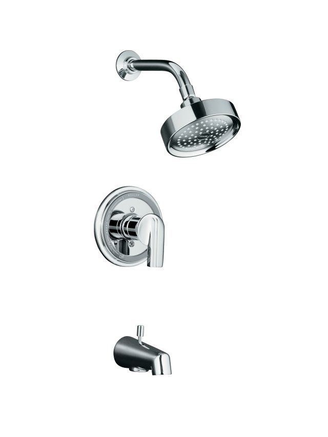 Kohler K-T8224-4A Taboret(R) Rite-Temp(R) pressure-balancing bath and shower faucet trim with swirl lever handle valve not included