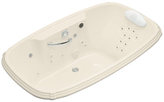 Kohler K-1457-LV-47; Portrait (R) 5.5' whirlpool with Spa / Massage Experience and left-hand pump; in Almond; Discontinued Product