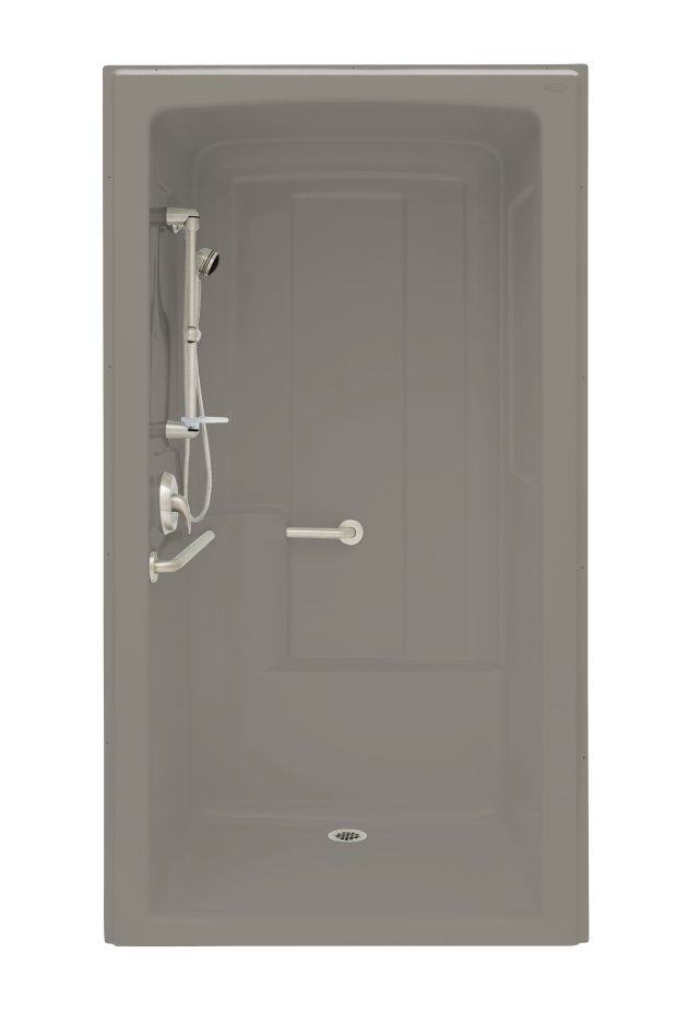 Kohler K-12107-N Freewill(R) barrier-free shower module with soap ledge on left and nylon grab bars 45"" x 37-1/4"" x 84""