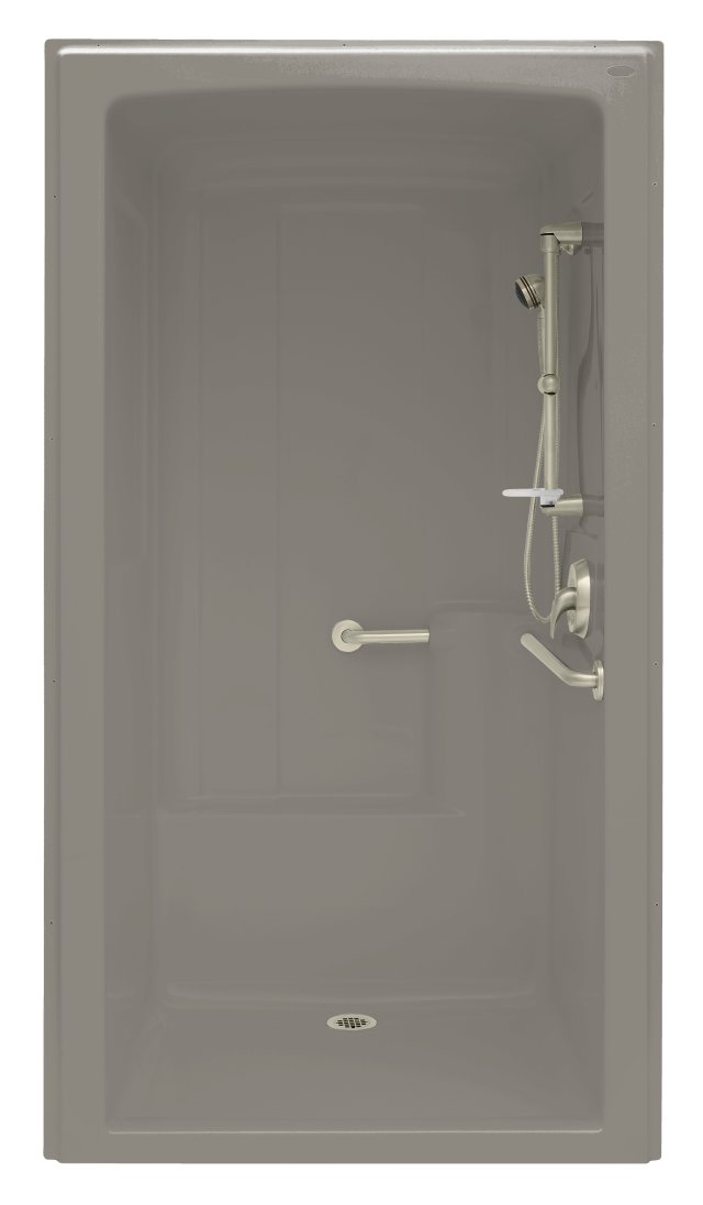 Kohler K-12108-N Freewill(R) barrier-free shower module with soap ledge on right and nylon steel grab bars 45"" x 37-1/4"" x 84""
