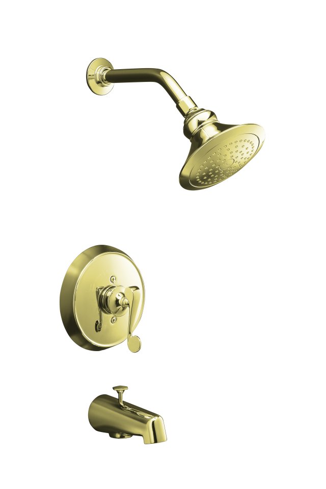 Kohler K-T16113-4 Revival(R) Rite-Temp(R) pressure-balancing bath and shower faucet trim with scroll lever handle and standard showerarm and flange valve not included