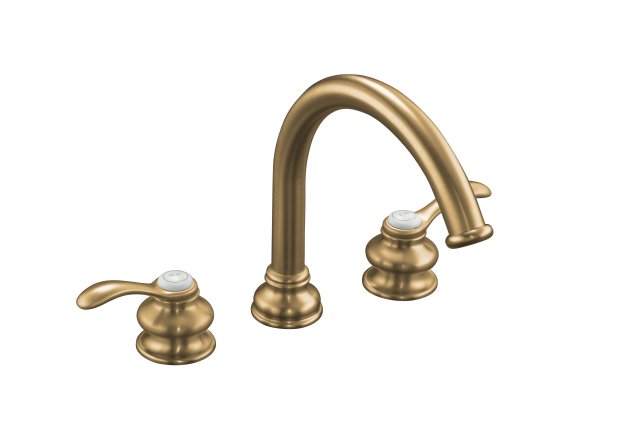 Kohler K-T12885-4-BV Fairfax(R) deck-mount bath faucet trim with lever handles and traditional non-diverter slip-fit spout valve not included; Discontinued Product