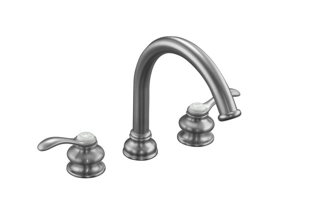 Kohler K-T12885-4-G Fairfax(R) deck-mount bath faucet trim with lever handles and traditional non-diverter slip-fit spout valve not included; Discontinued Product