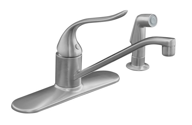 Kohler K-15172-F Coralais(R) single-control kitchen sink faucet with 8-1/2"" spout color-matched sprayhead and lever handle