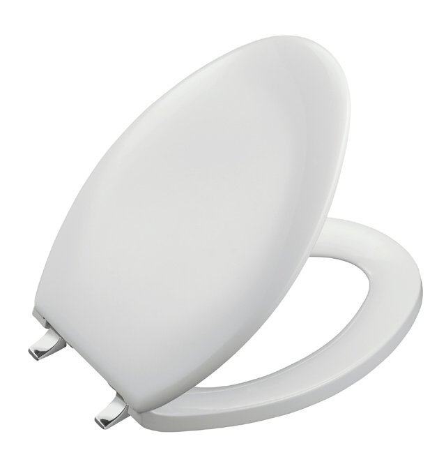 Kohler K-4685-G Bancroft(R) elongated toilet seat with Brushed Chrome hinges