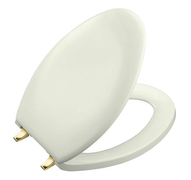 Kohler K-4685-PB Bancroft(R) elongated toilet seat with Vibrant(R) Polished Brass hinges