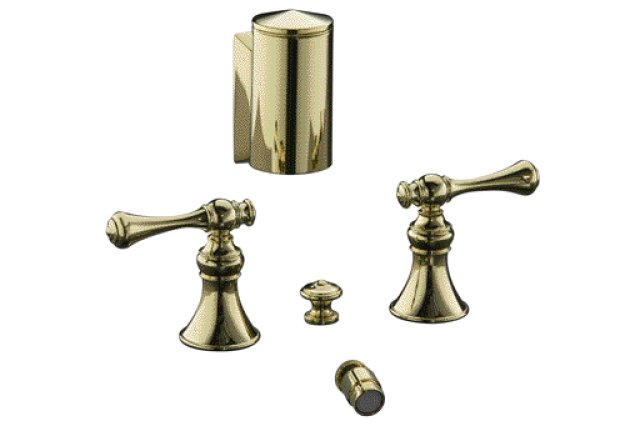 Kohler K-16137-4A Revival(R) bidet faucet with below-the-rim swivel spray and traditional lever handles