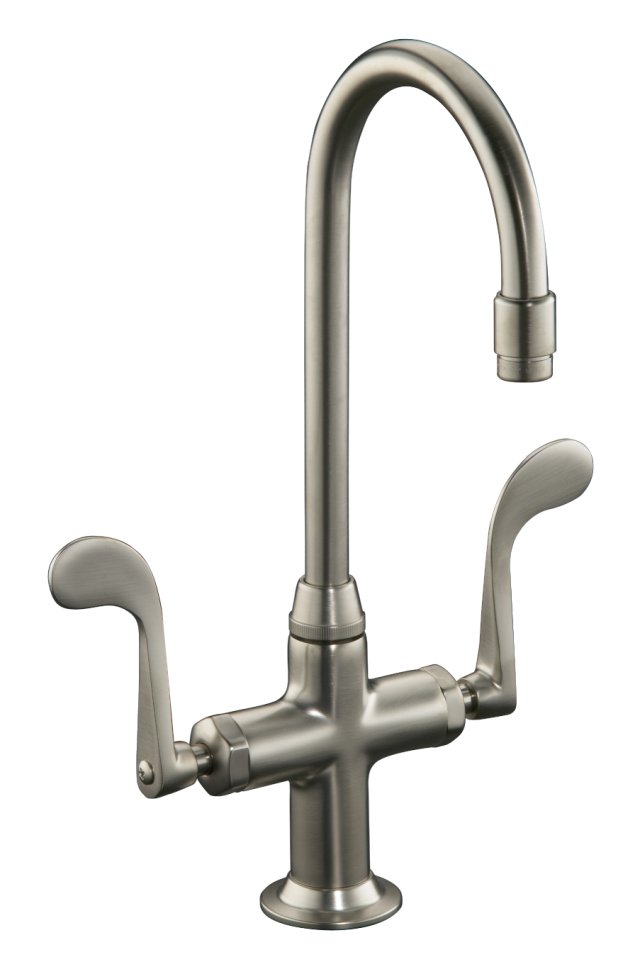 Kohler K-8761-BN; Essex (R) entertainment sink faucet with wristblade handles; in Vibrant Brushed Nickel; Discontinued Product