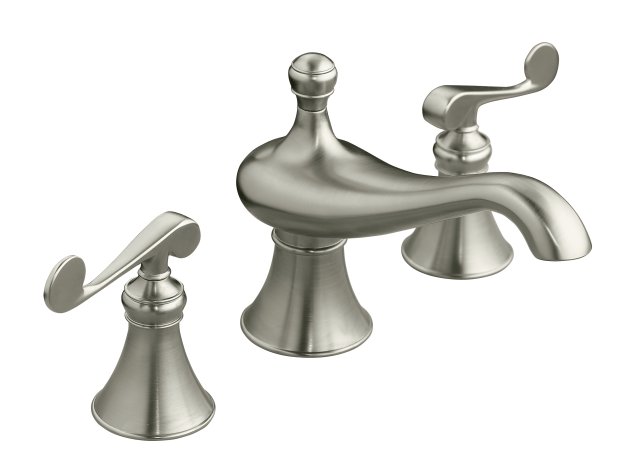 Kohler K-T16122-4-BN; Revival (R) bath-mount high-flow bath faucet trim with scroll lever handles valve not included; in Vibrant Brushed Nickel; Discontinued Product