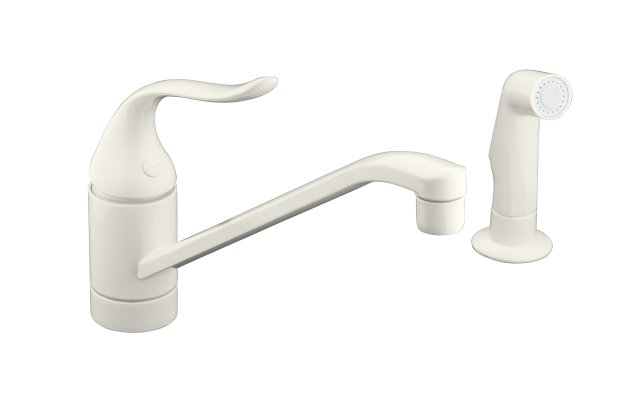 Kohler K-15176-FT Coralais(R) single-control kitchen sink faucet with 10"" spout color-matched sprayhead and lever handle less escutcheon