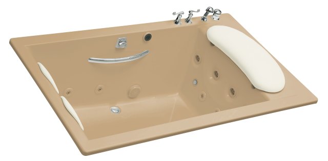 Kohler K-1360-H2 RiverBath(R) quadrangle whirlpool with integral fill and chromatherapy